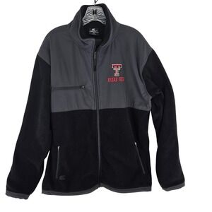Texas Tech Red Raiders Jacket Mens XL Black Gray NCAA Basketball Fleece Full Zip